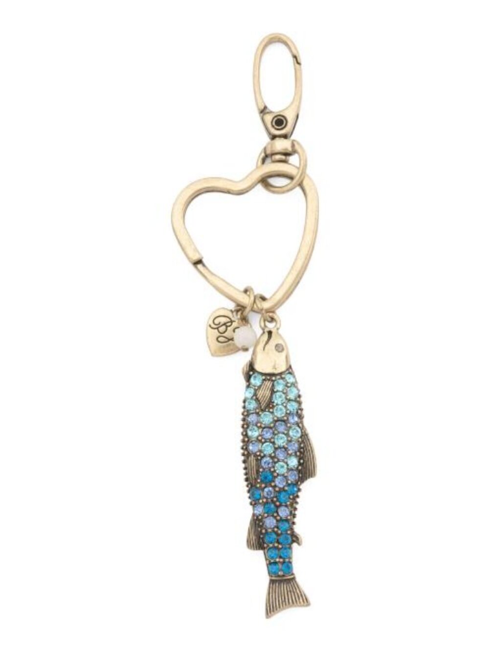 NEW IN BOX Betsey Johnson Crystal Fish Key Fob Bag Charm